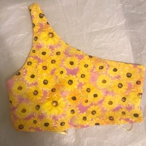 Zara Pink & yellow daisy bikini top - medium